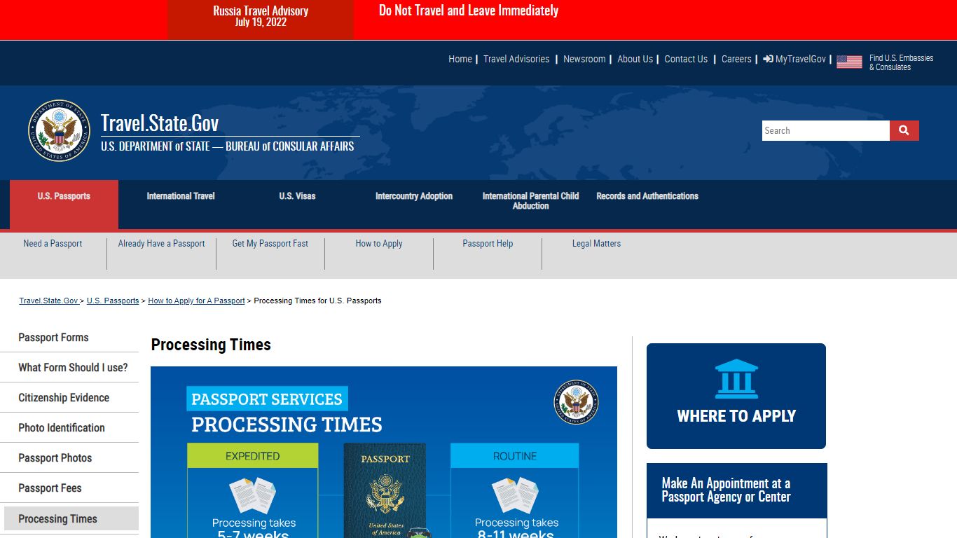 Processing Times for U.S. Passports - United States Department of State